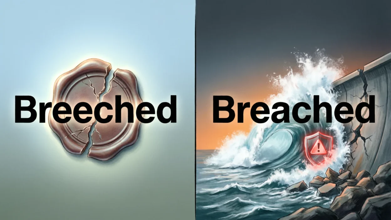 Breeched vs Breached