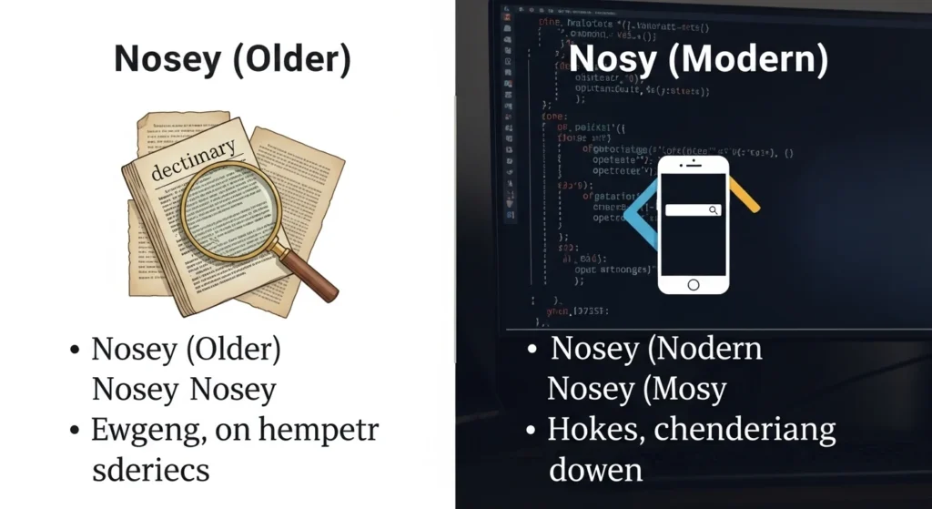 Clear Explanation of the Difference of Nosey vs Nosy